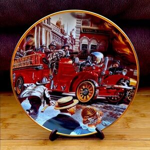 Vintage Fire Truck Decorative Plate